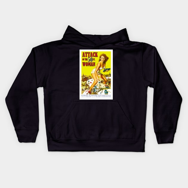 50 Foot Woman Poster Kids Hoodie by RockettGraph1cs